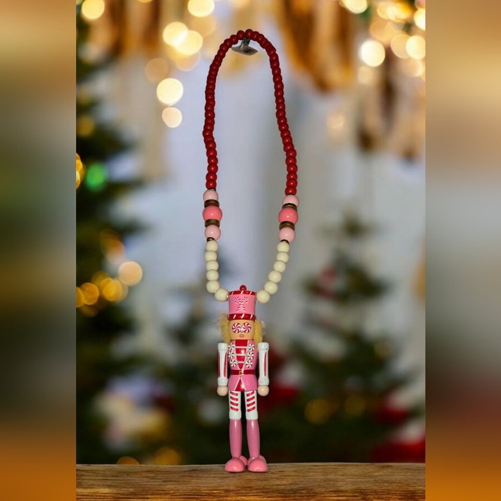 Simply Southern Nutcracker Wooden Beaded Decor/Necklace in Pink Or Red, NWT